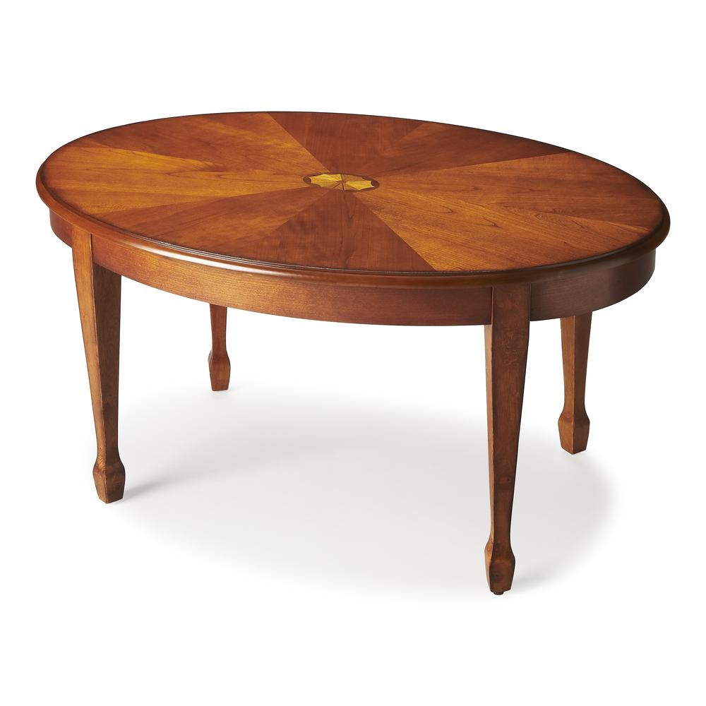 Company Clayton Oval Wood Coffee Table, Medium Brown. Picture 1