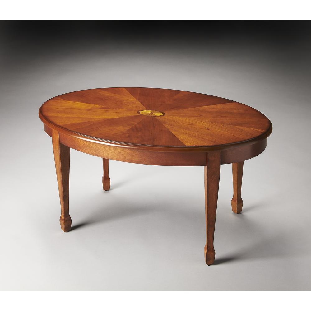 Company Clayton Oval Wood Coffee Table, Medium Brown. Picture 3