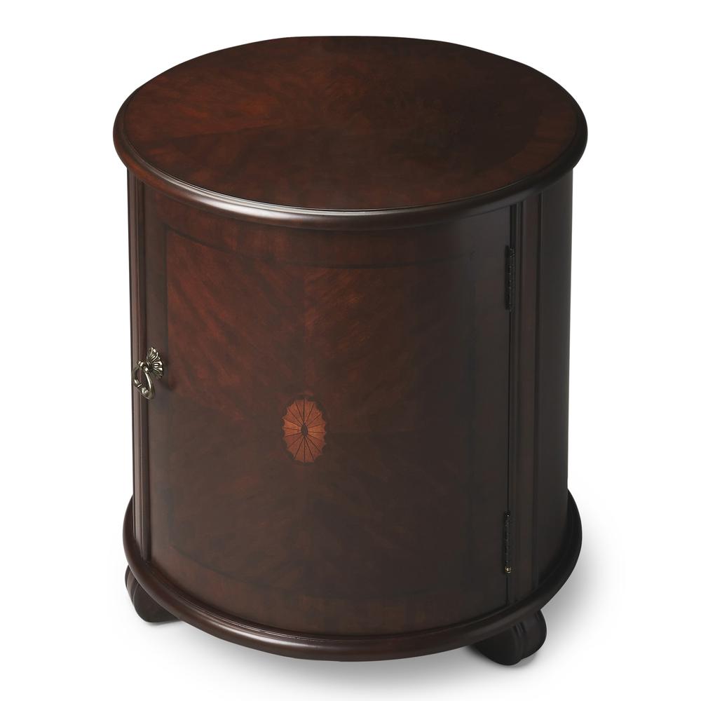 Company Lawrie 20"W  Drum Side Table, Dark Brown. Picture 1