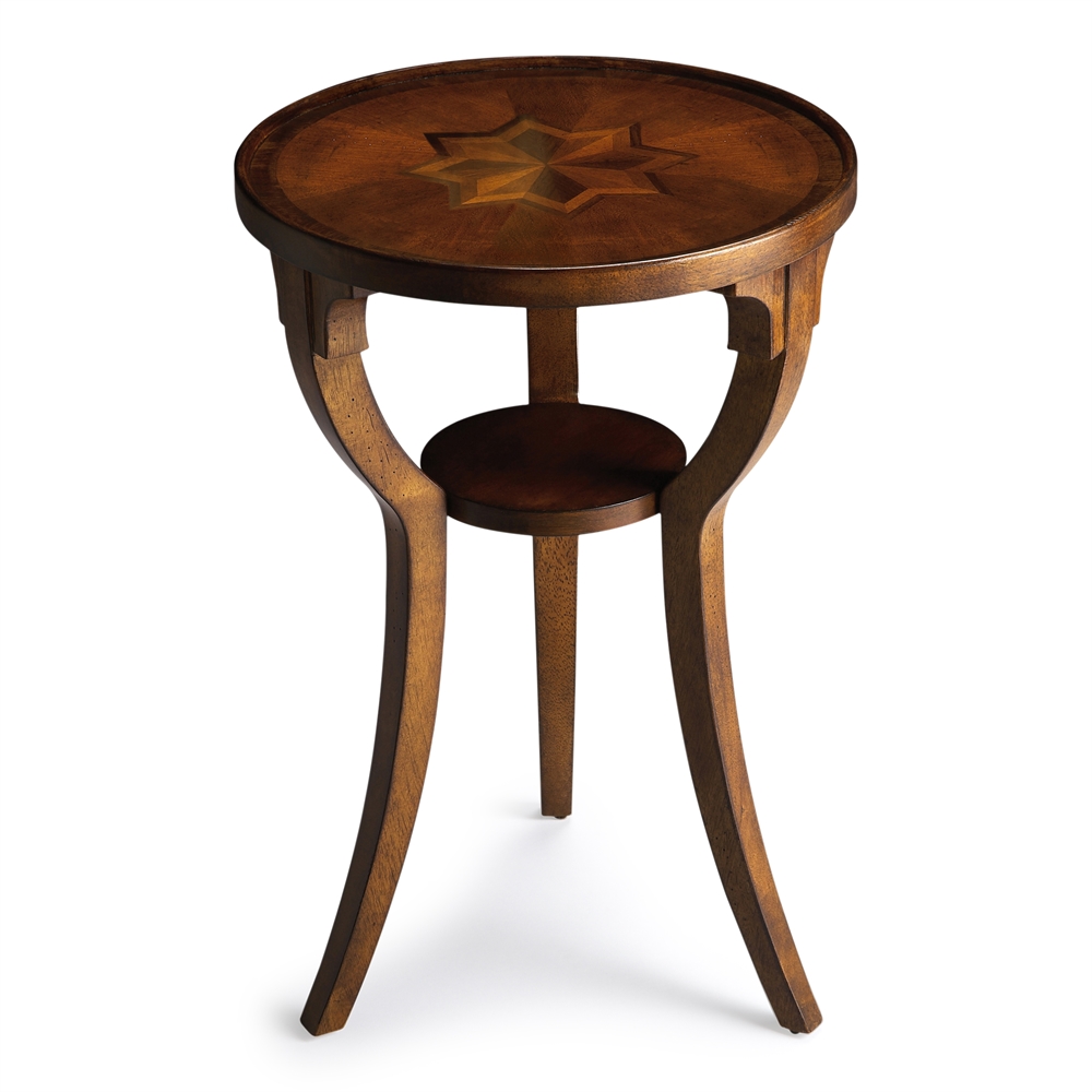 Olive Ash Burl Round Accent Table, Belen Kox. Picture 1