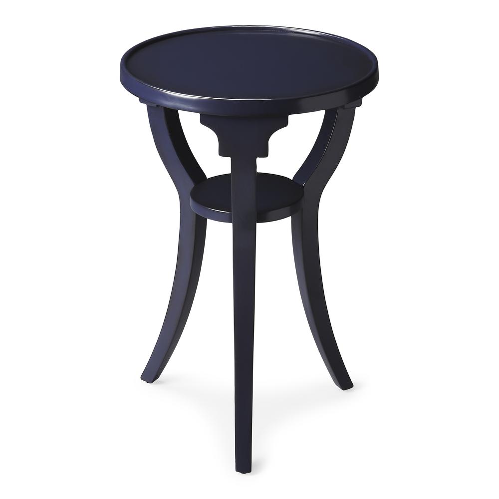 Dalton Navy Round Accent Table, Blue. Picture 1