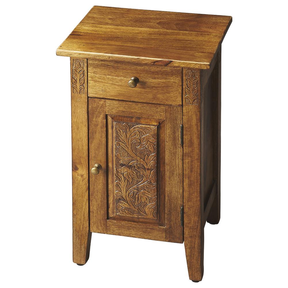 Company Wester Hand Carved Cabinet, Light Brown. Picture 1