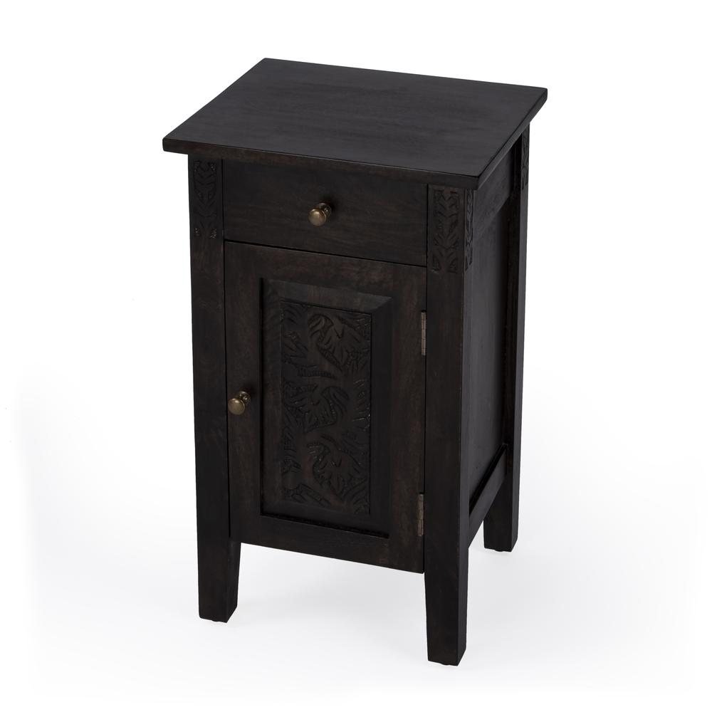 Company Switra 1 door 1 drawer End Table, Dark Brown. Picture 1