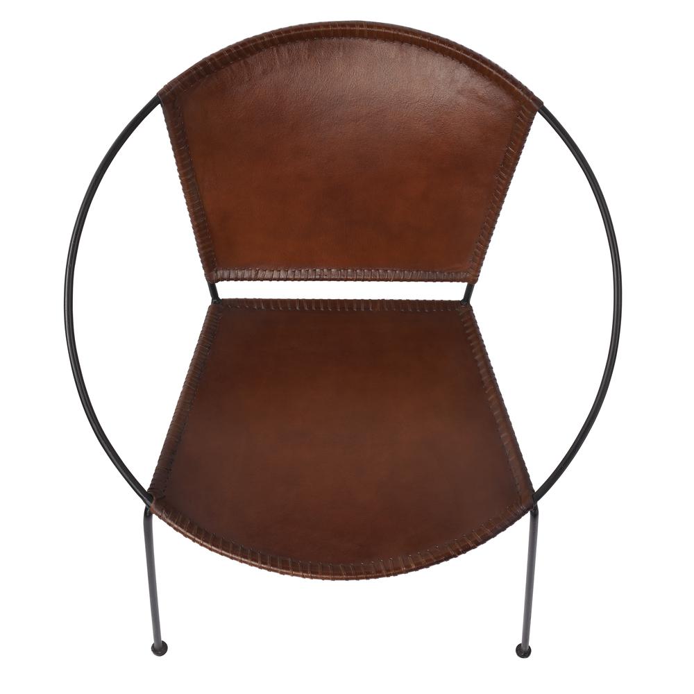 Company Milo Leather Accent Chair, Medium Brown. Picture 2