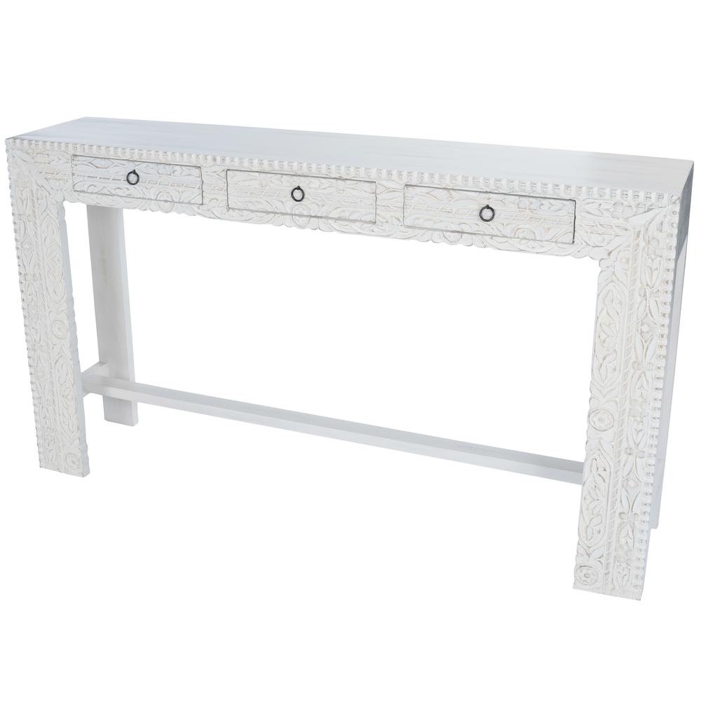 Janta Rectangular Console Table in White. Picture 1