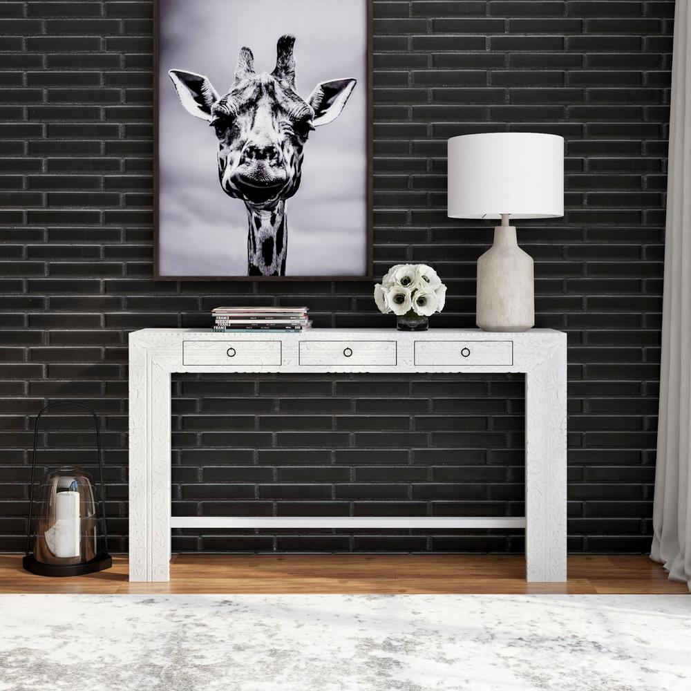 Janta Rectangular Console Table in White. Picture 9