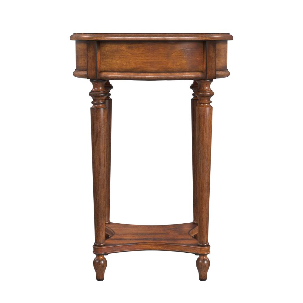 Company Jules 1-Drawer Round End Table, Medium Brown. Picture 5