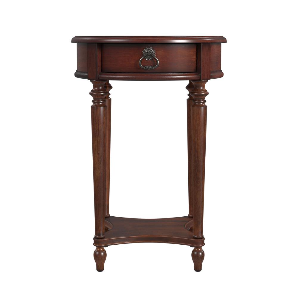 Company Jules 1-Drawer Round End Table, Dark Brown. Picture 2