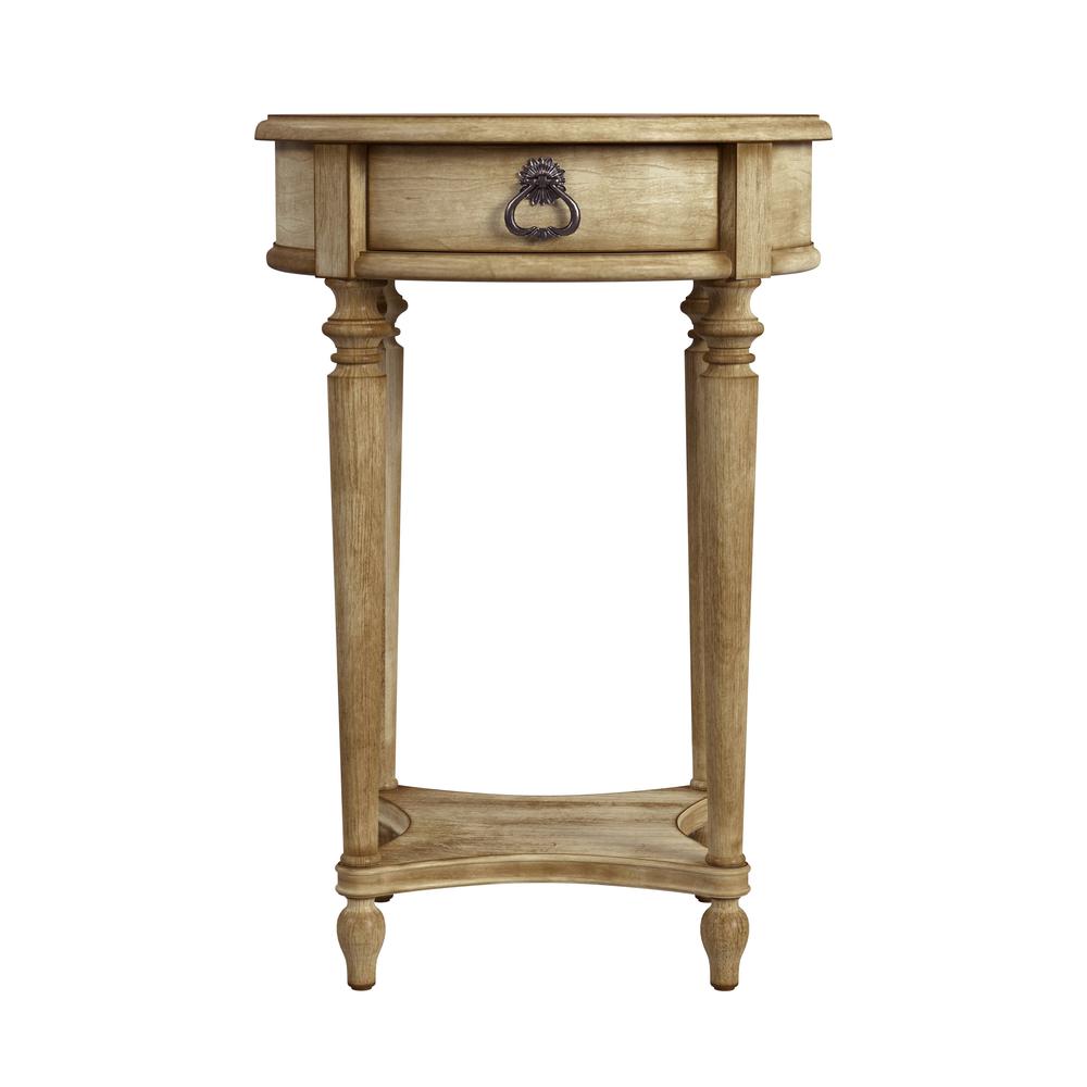 Company Jules 1 Drawer Round End Table with Storage, Beige. Picture 2