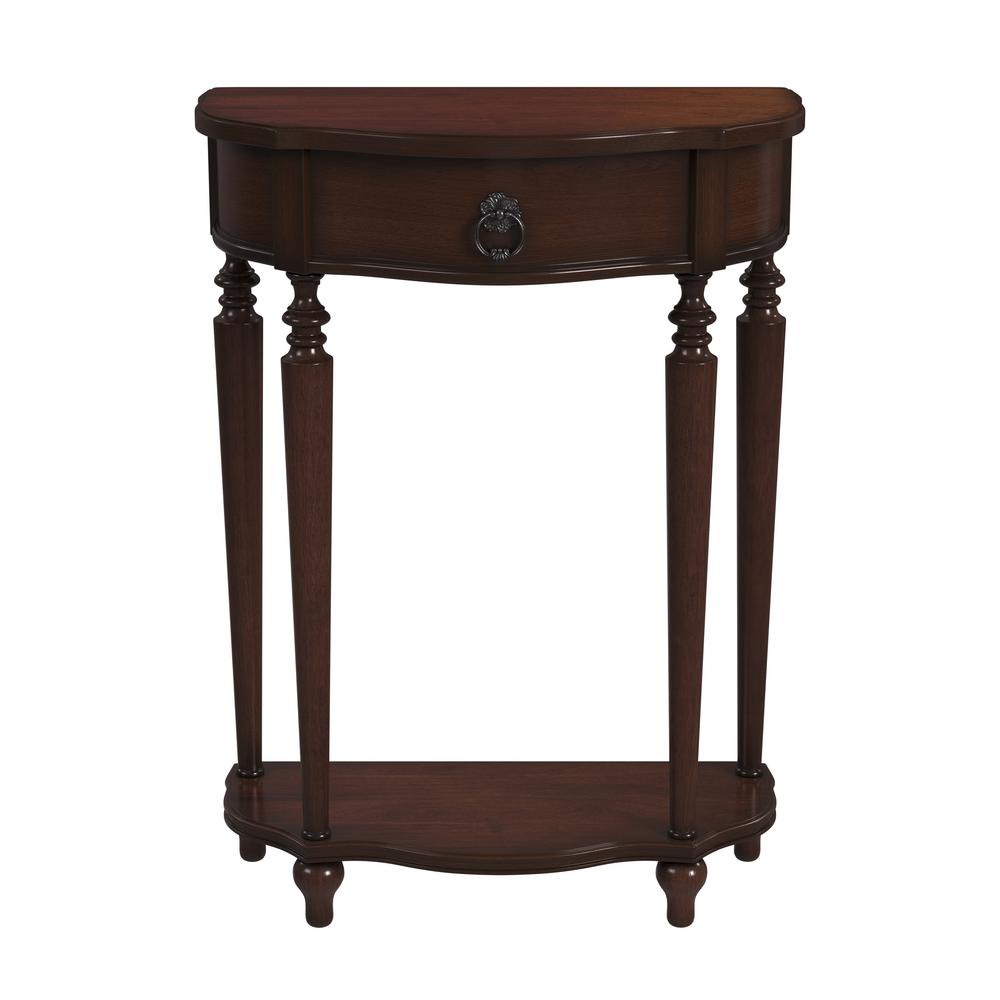 Company Ashby Demilune Console Table with Storage, Dark Brown. Picture 1