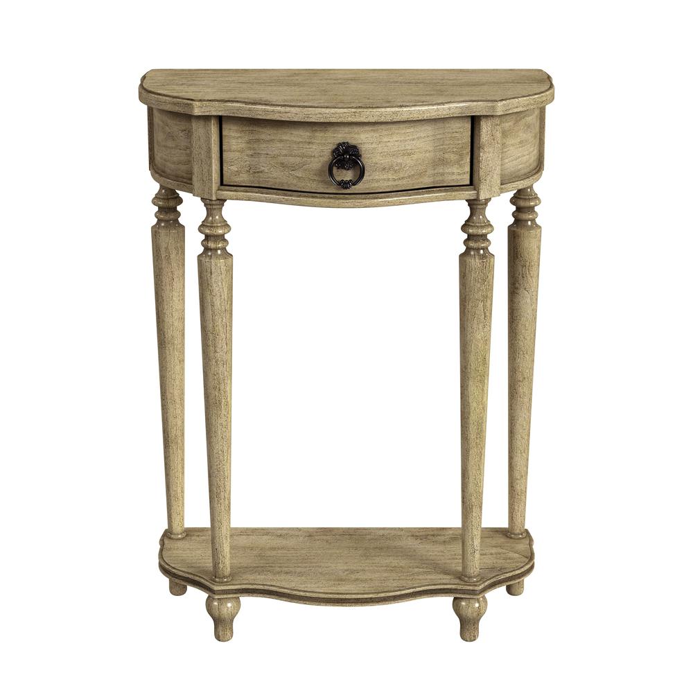 Company Ashby Demilune Console Table with Storage, Beige. Picture 1