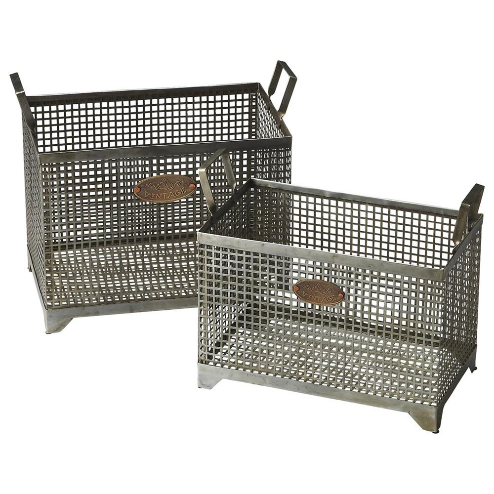 Company Rowley Iron Storage Basket Set, Gray. Picture 1