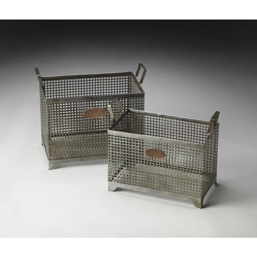 Company Rowley Iron Storage Basket Set, Gray. Picture 2