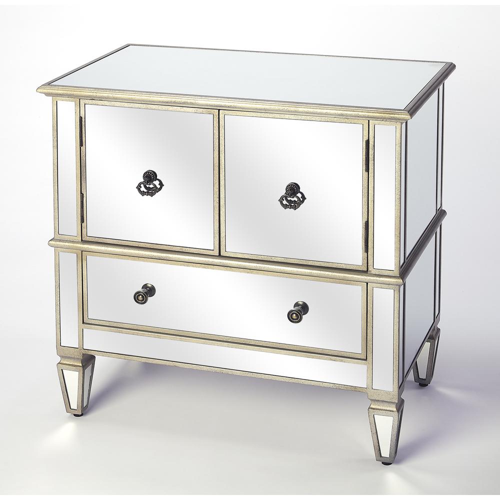 Company Celeste Mirrored Console Cabinet, Silver. Picture 1