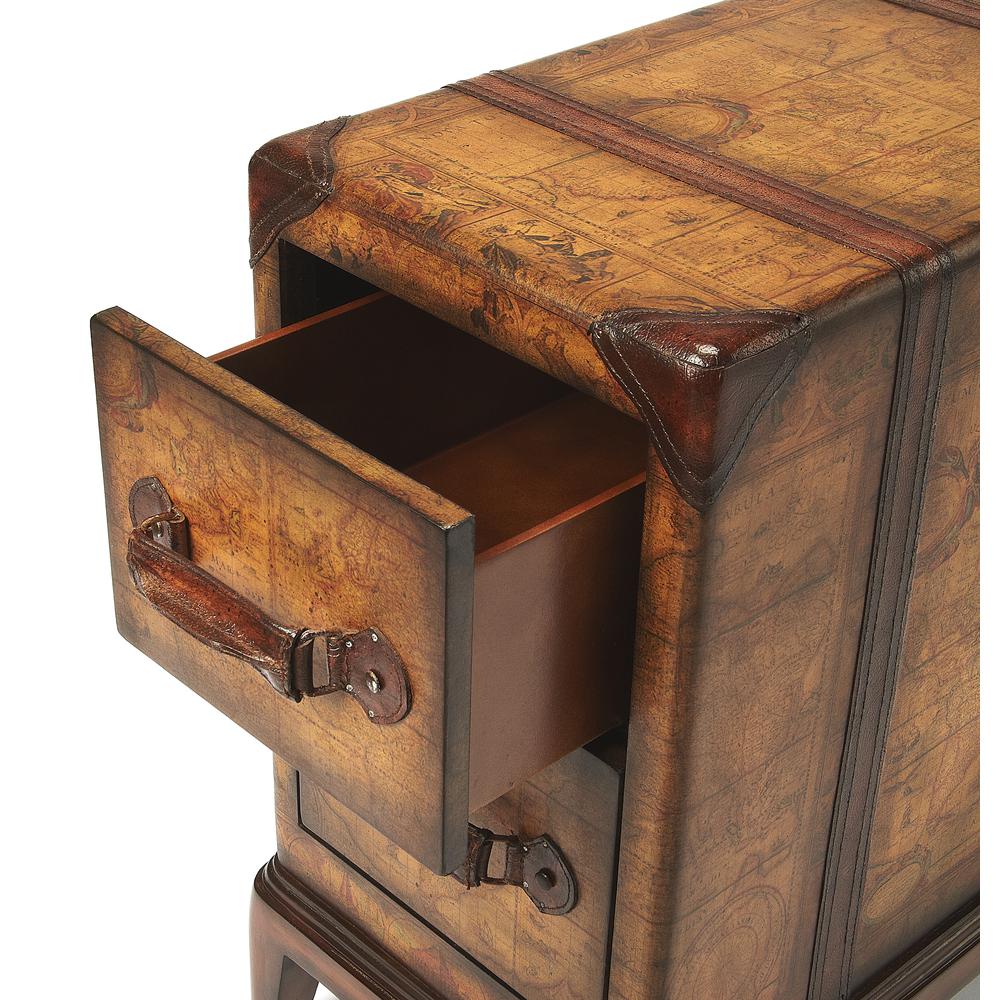 Company Vasco Old World Map Side Table, Medium Brown. Picture 3