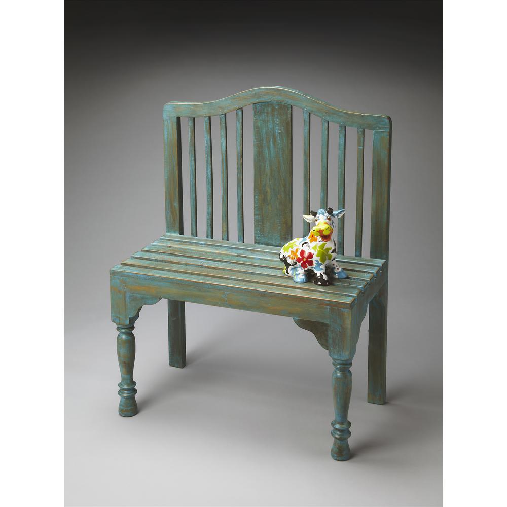 Company Roseland Solid Wood 30.25"W Bench, Blue. Picture 4