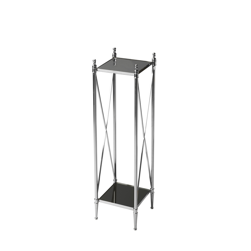 Pedestal Plant Stand, Nickel. Picture 1