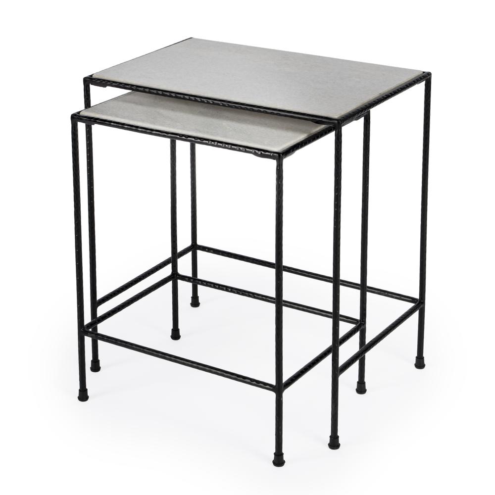 Company Carrera Marble Nesting Tables, Black, Black and White. Picture 1