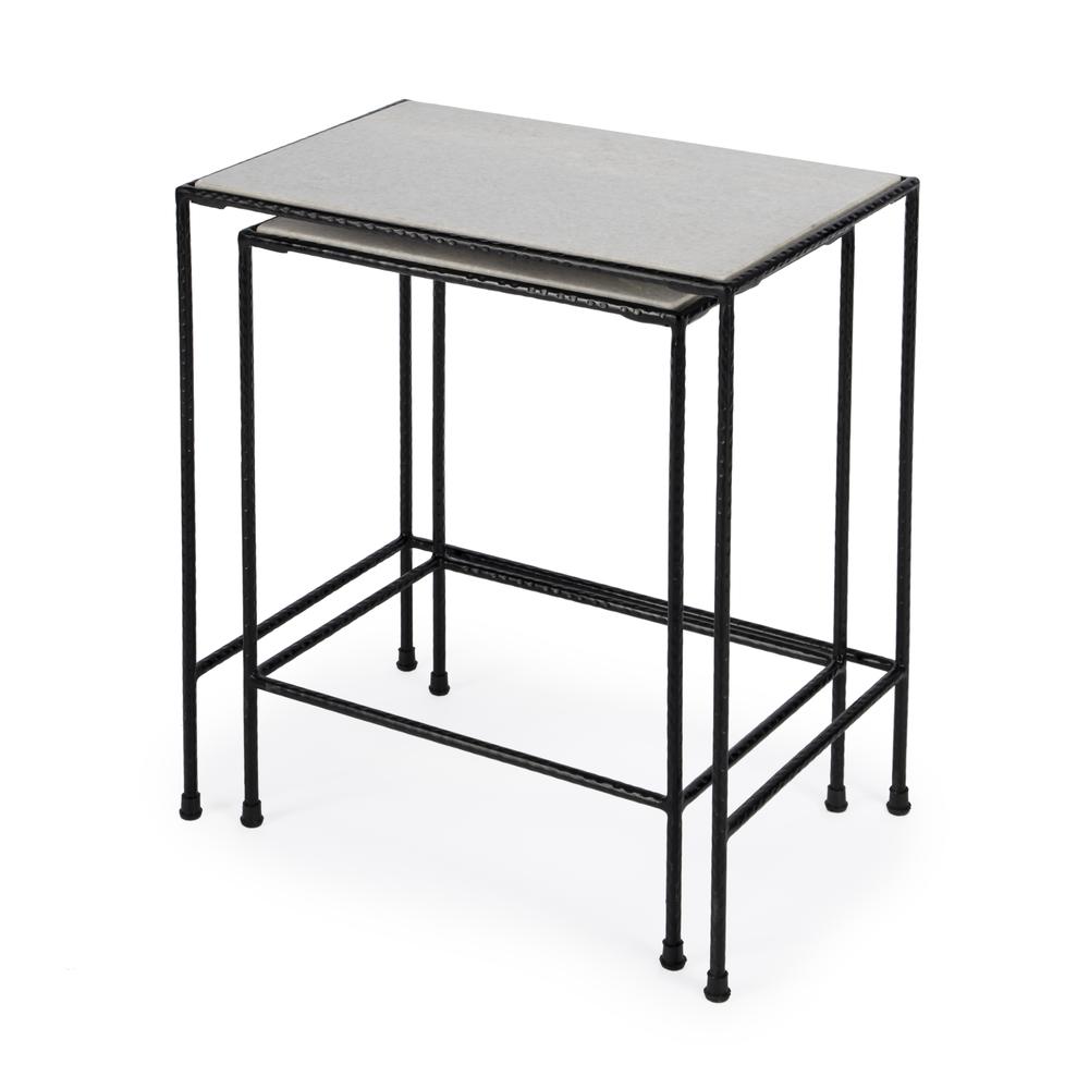 Company Carrera Marble Nesting Tables, Black, Black and White. Picture 2