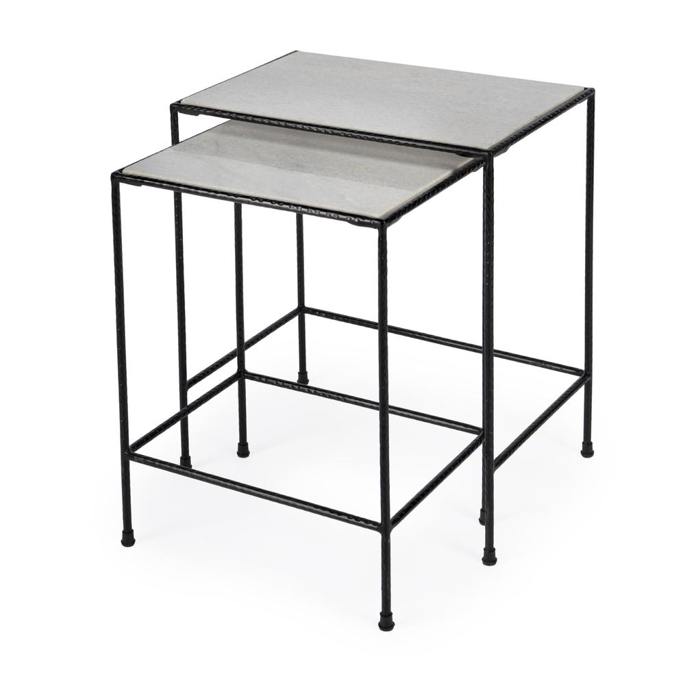Company Carrera Marble Nesting Tables, Black, Black and White. Picture 3