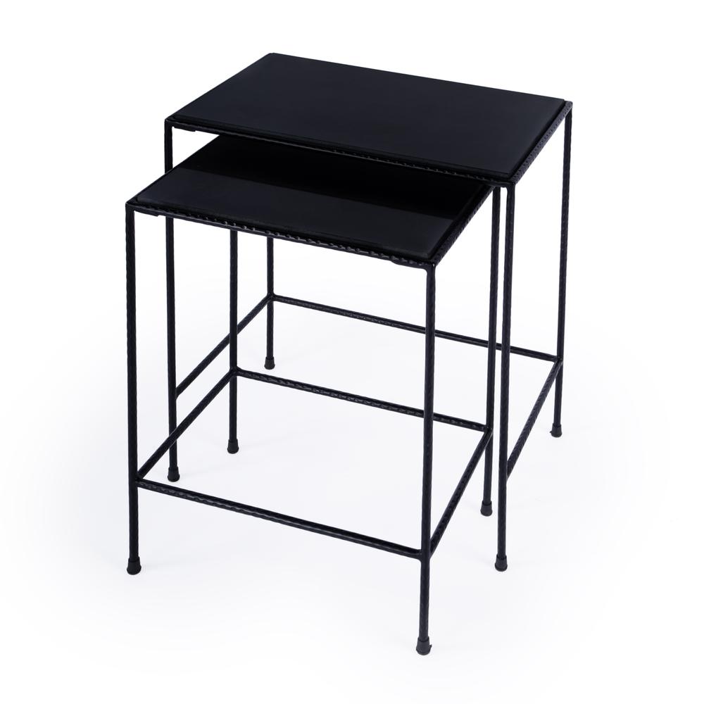Company Carrera Outdoor Set of 2 Rectangular Nesting Tables, Black. Picture 1
