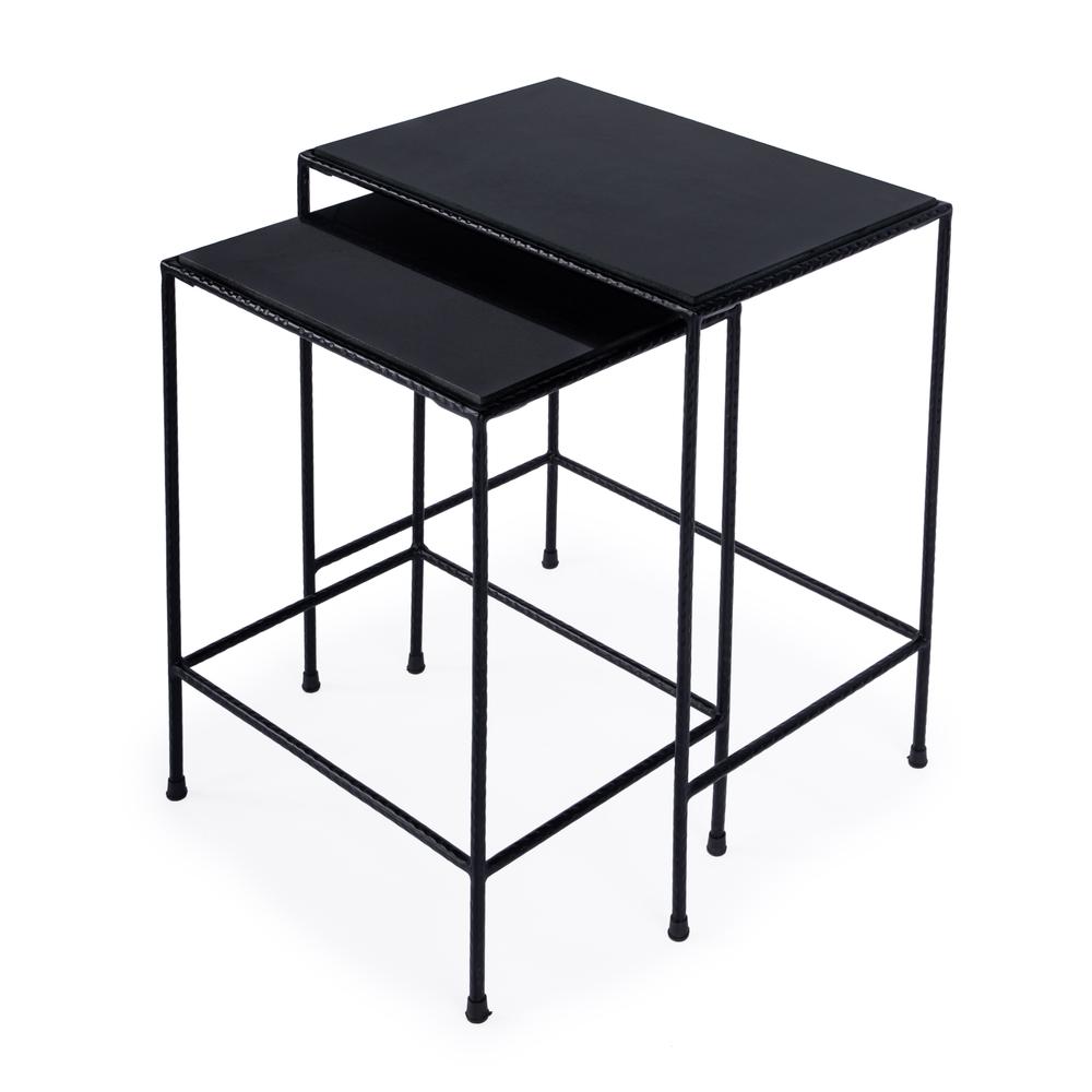 Company Carrera Outdoor Set of 2 Rectangular Nesting Tables, Black. Picture 2