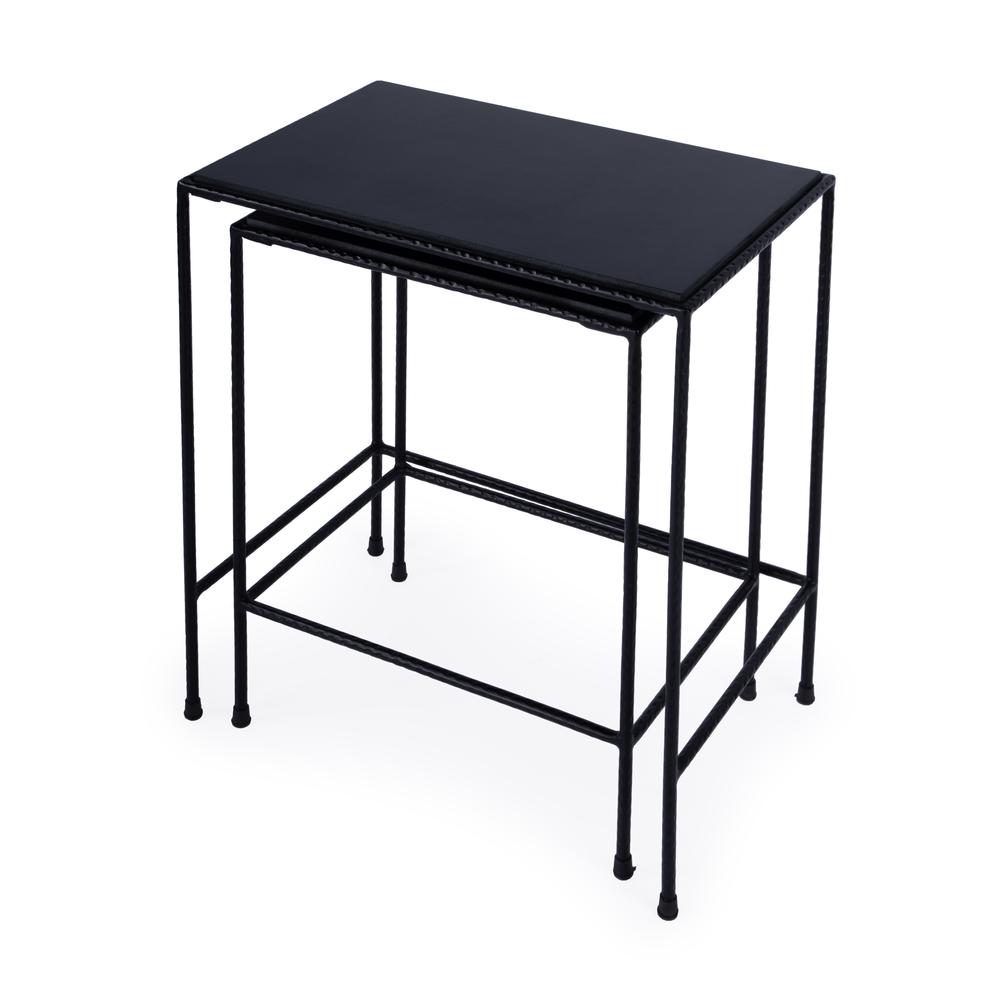 Company Carrera Outdoor Set of 2 Rectangular Nesting Tables, Black. Picture 3