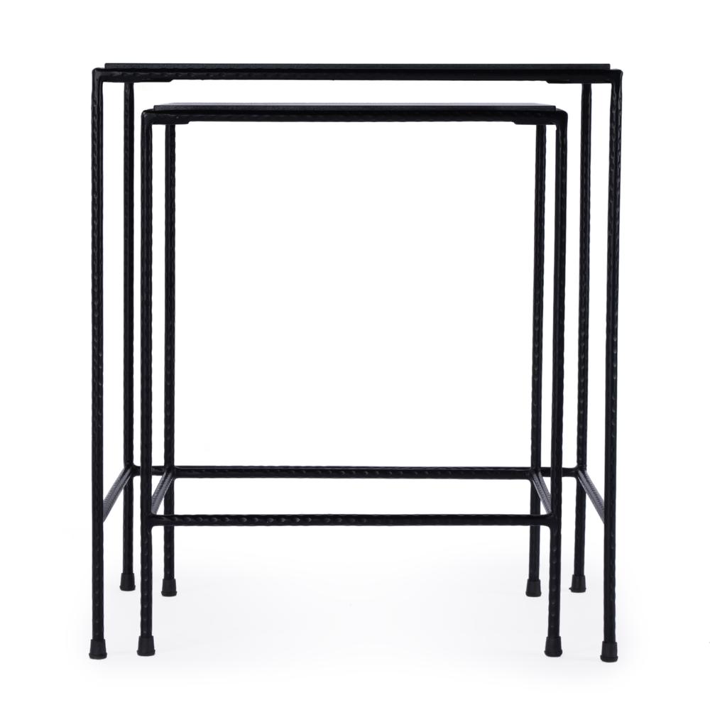Company Carrera Outdoor Set of 2 Rectangular Nesting Tables, Black. Picture 4