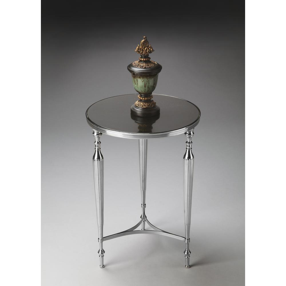 Company Ciara Round Glass 16.25" Side Table, Multi-Color. Picture 4