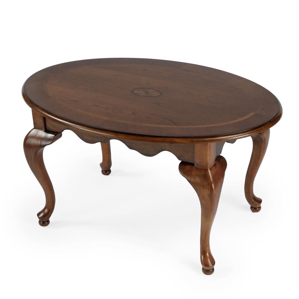 Company Grace Oval 4 Legs Coffee Table, Medium Brown. Picture 1