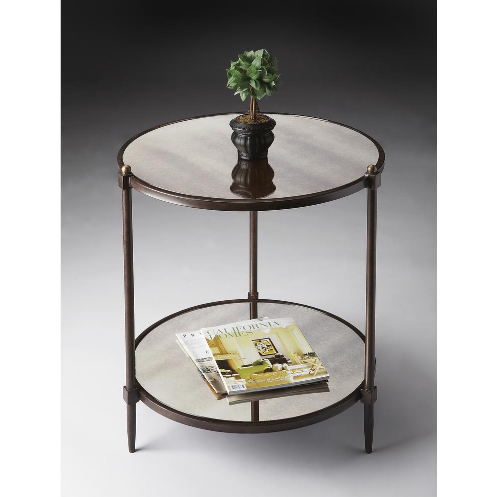 Company Peninsula Mirrored Side Table, Gray. Picture 2