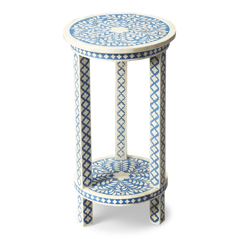 Company Vivienne Bone Inlay Side Table, Blue. Picture 1