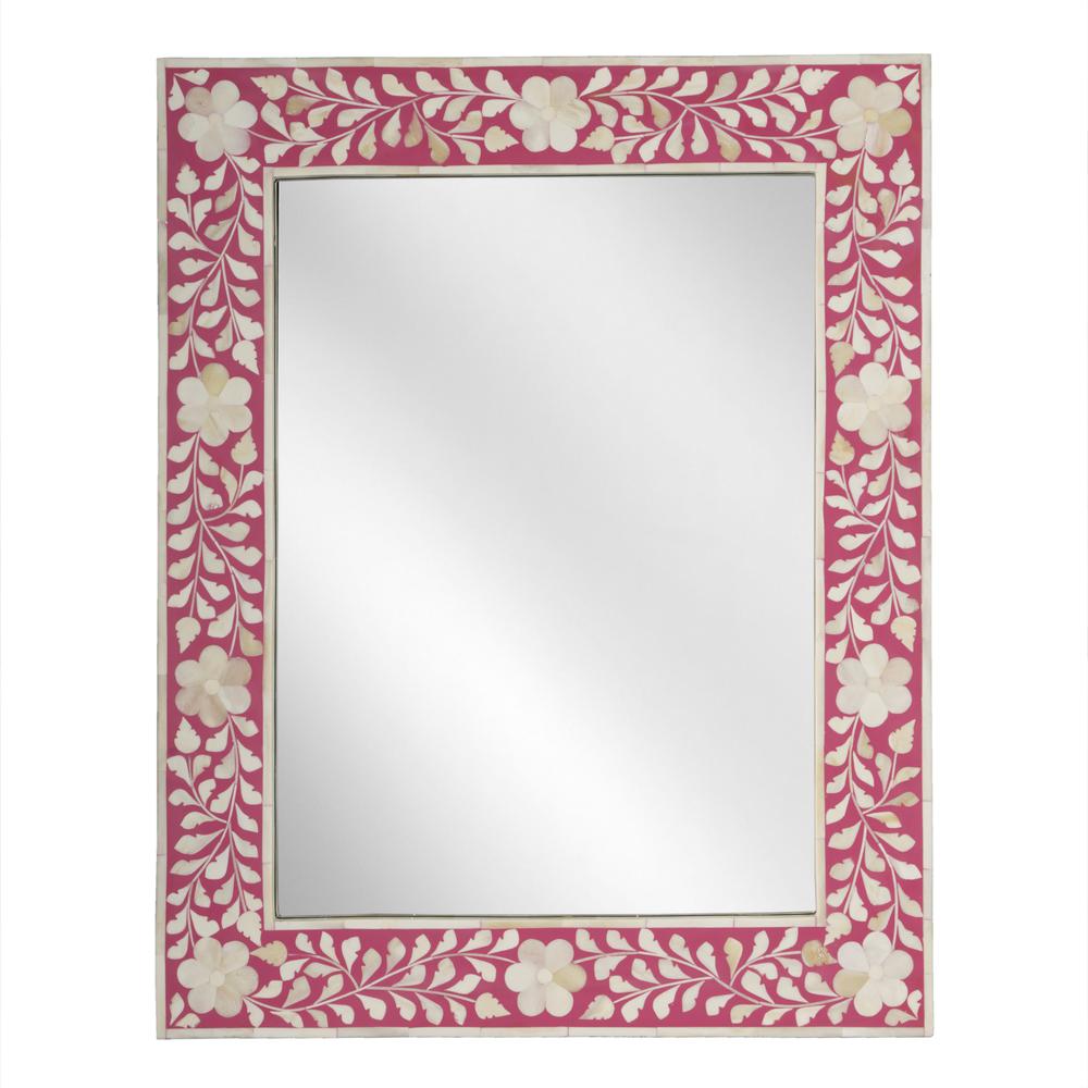 Company Vivienne Pink Bone Inlay Wall Mirrored, Pink. Picture 1