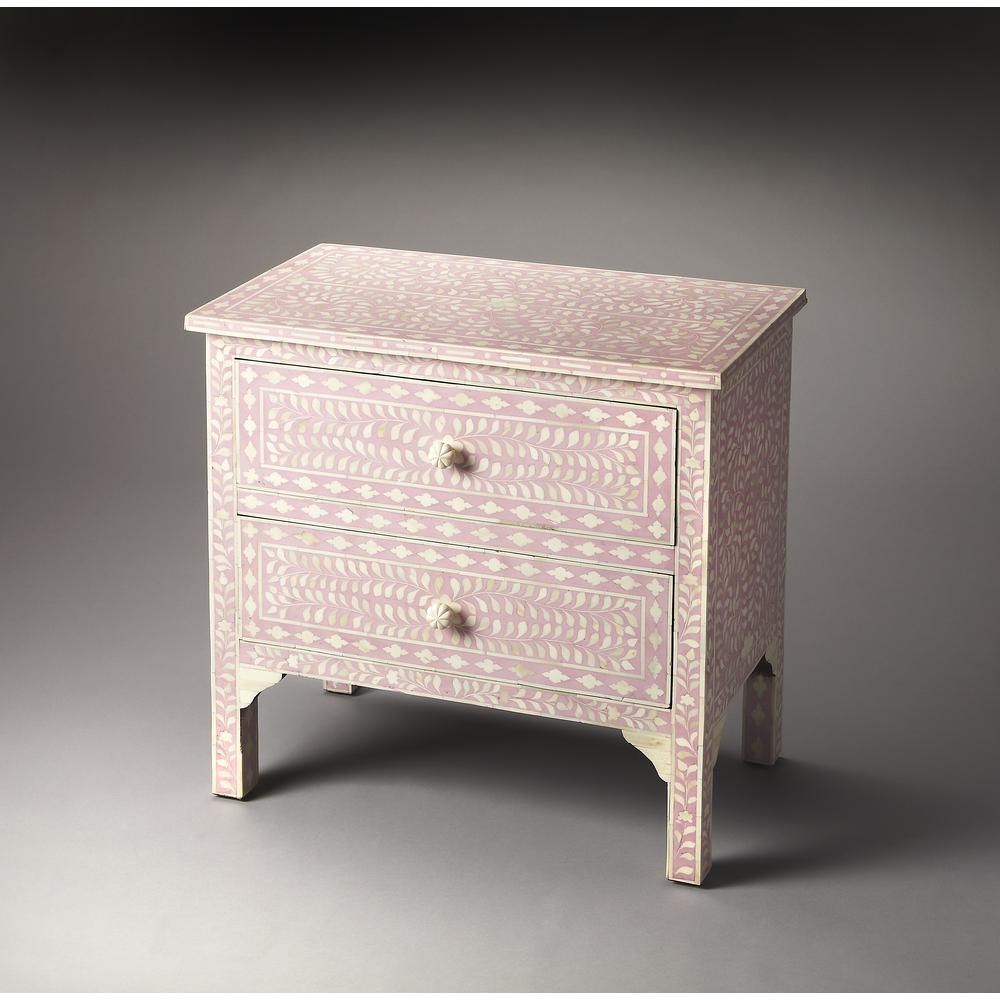 Vivienne Pink Bone Inlay Accent Chest in Pink. Picture 4