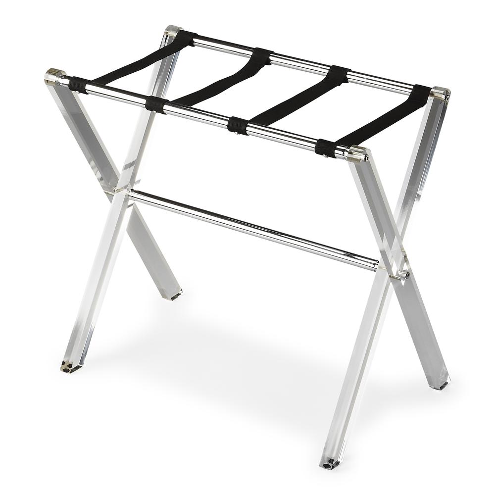 Company Crystal Clear Folding Acrylic Luggage Rack, Clear. Picture 1
