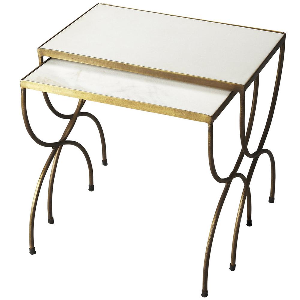 Bacchus Marble & Iron Nesting Tables, Metalworks. Picture 2