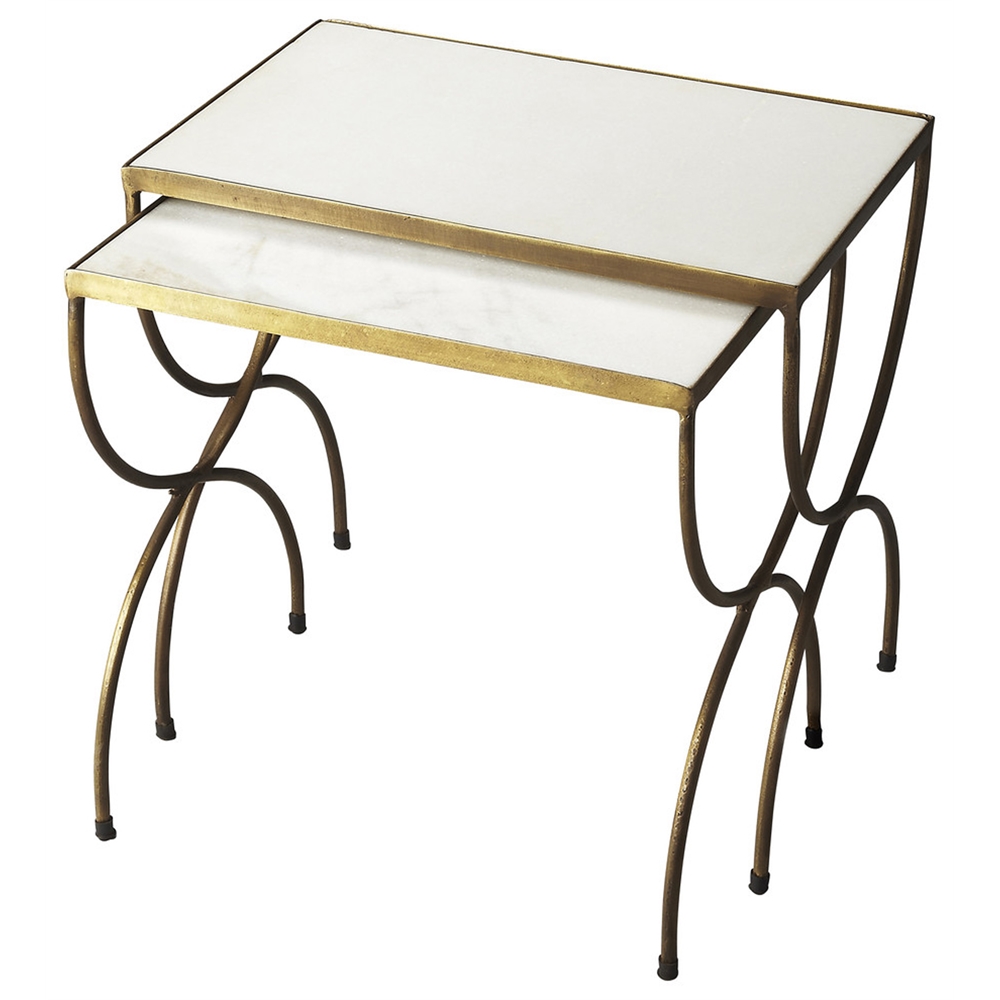 Bacchus Marble & Iron Nesting Tables, Metalworks. Picture 1