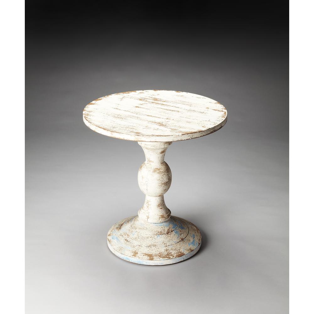 Company Grandma'S Attic Solid Wood Pedestal Side Table, White. Picture 2
