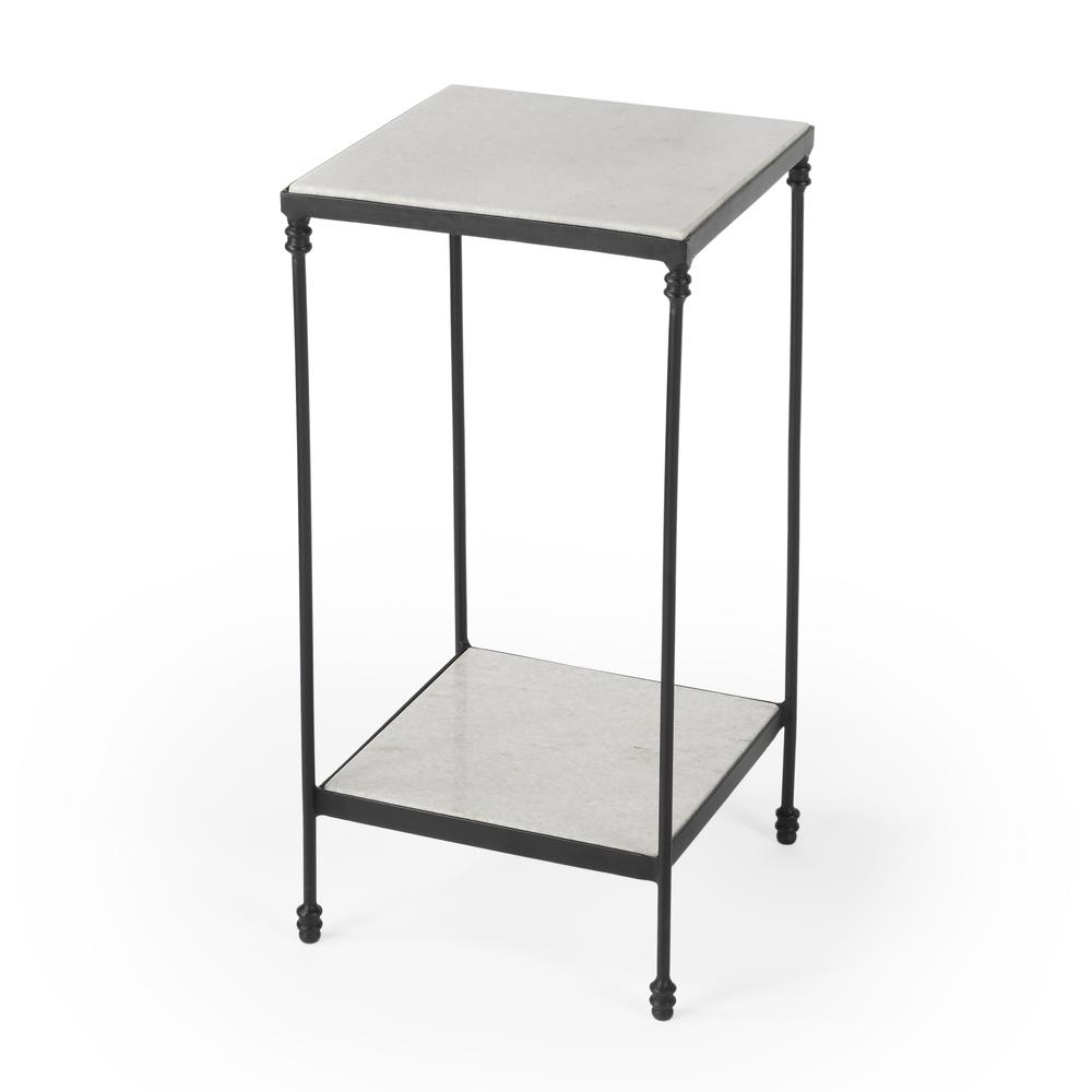 Company Larkin Outdoor Marble & Iron Side Table, Black. Picture 1
