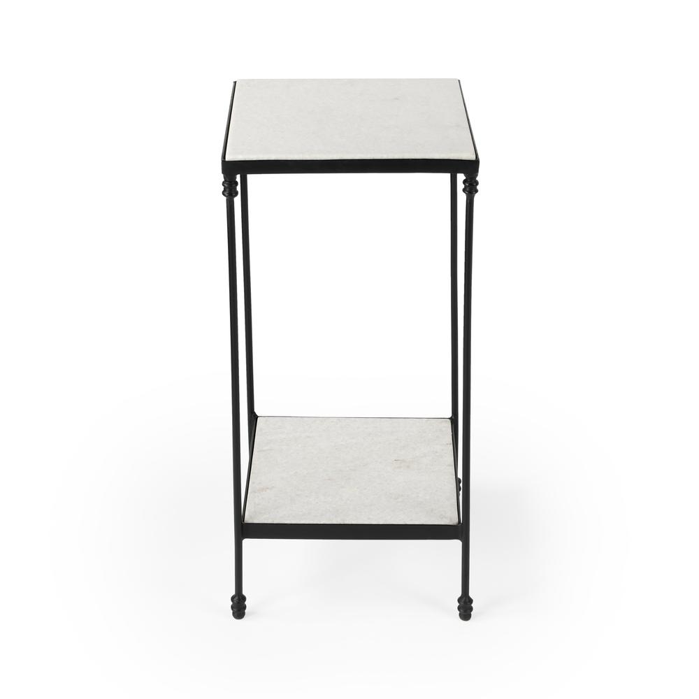 Company Larkin Outdoor Marble & Iron Side Table, Black. Picture 2