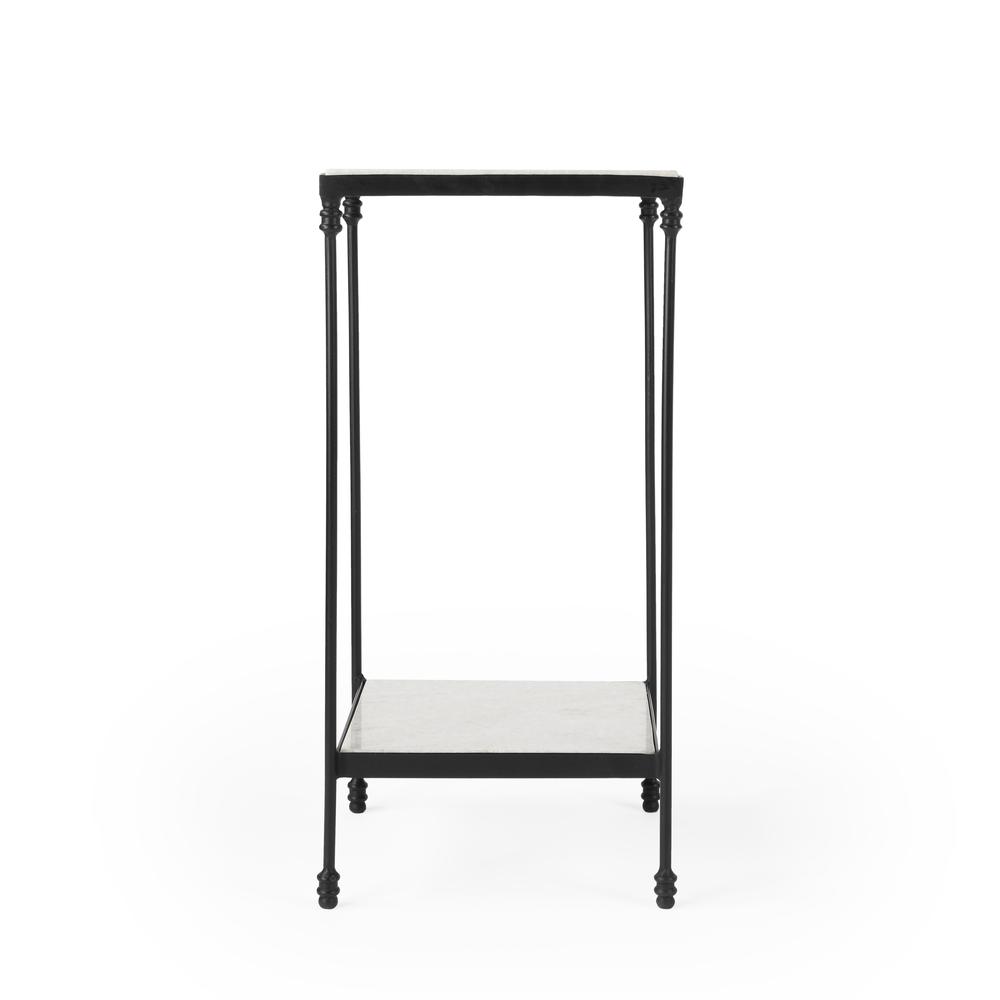 Company Larkin Outdoor Marble & Iron Side Table, Black. Picture 3