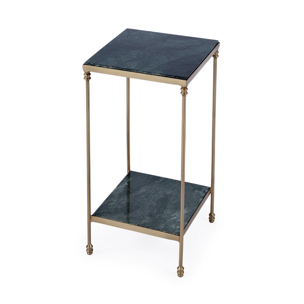 Company Larkin 11.5 in. W Rectangular Marble & Iron Side Table, Green. Picture 1
