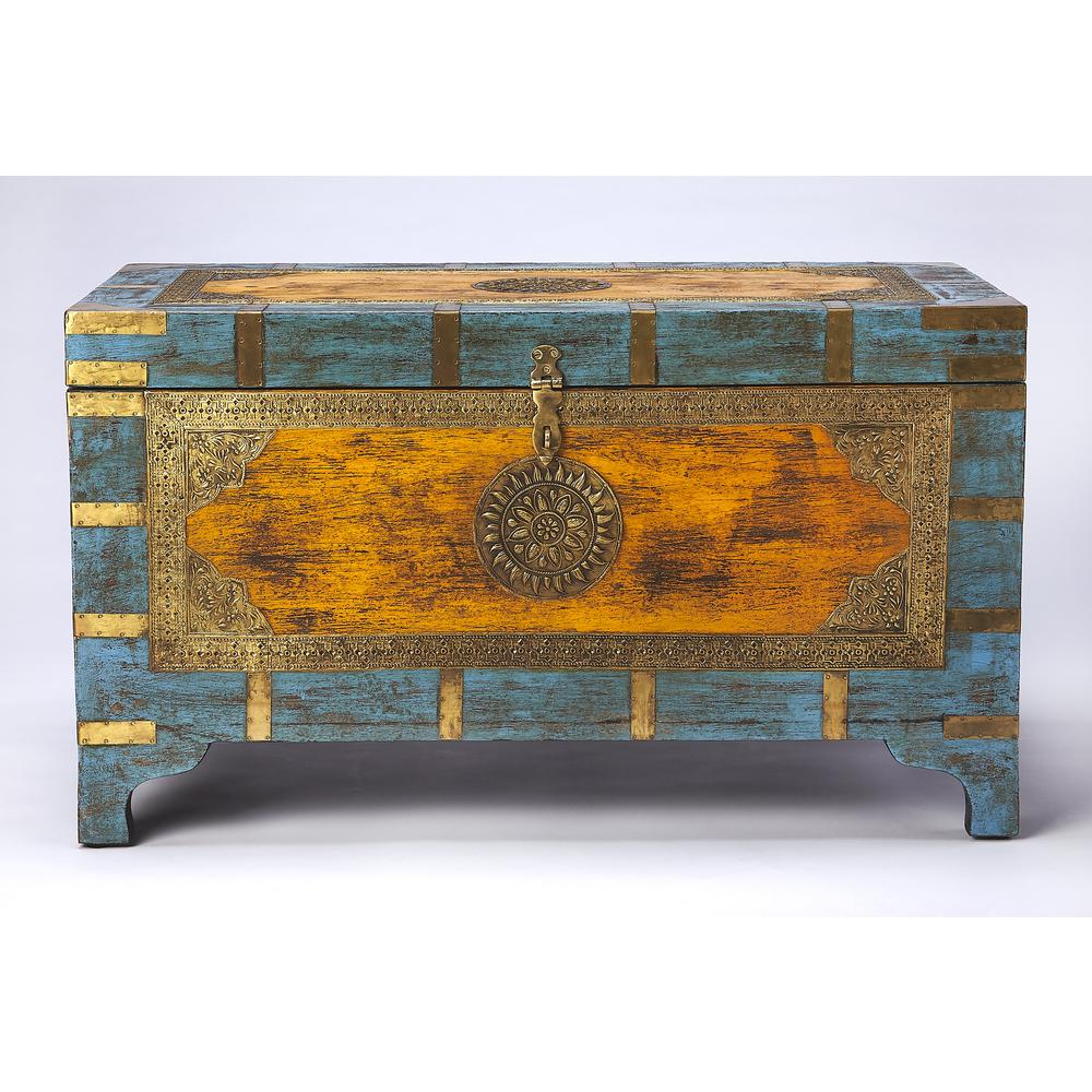 Company Nador Hand-Painted Brass Inlay Storage Trunk, Assorted. Picture 3