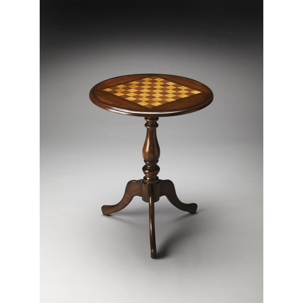 Company Colbert 22" Round  Pedestal Game Table, Dark Brown. Picture 3