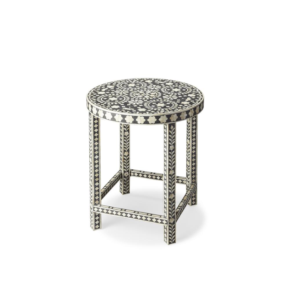 Company Gillian Bone Inlay Side Table, Black and White. Picture 1