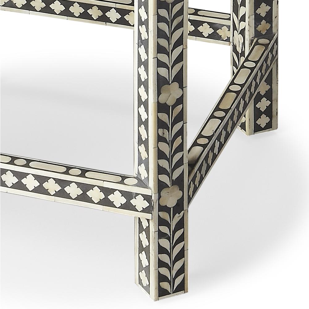 Company Gillian Bone Inlay Side Table, Black and White. Picture 3
