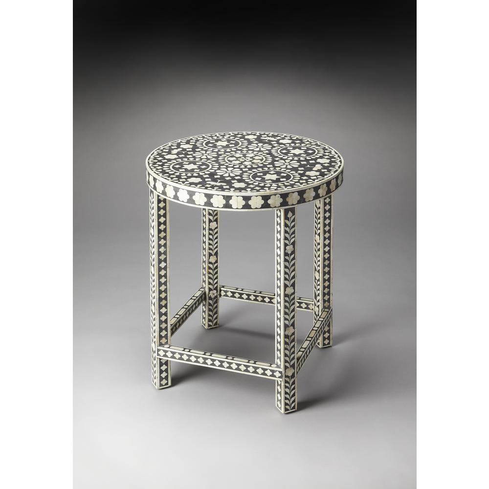 Company Gillian Bone Inlay Side Table, Black and White. Picture 4