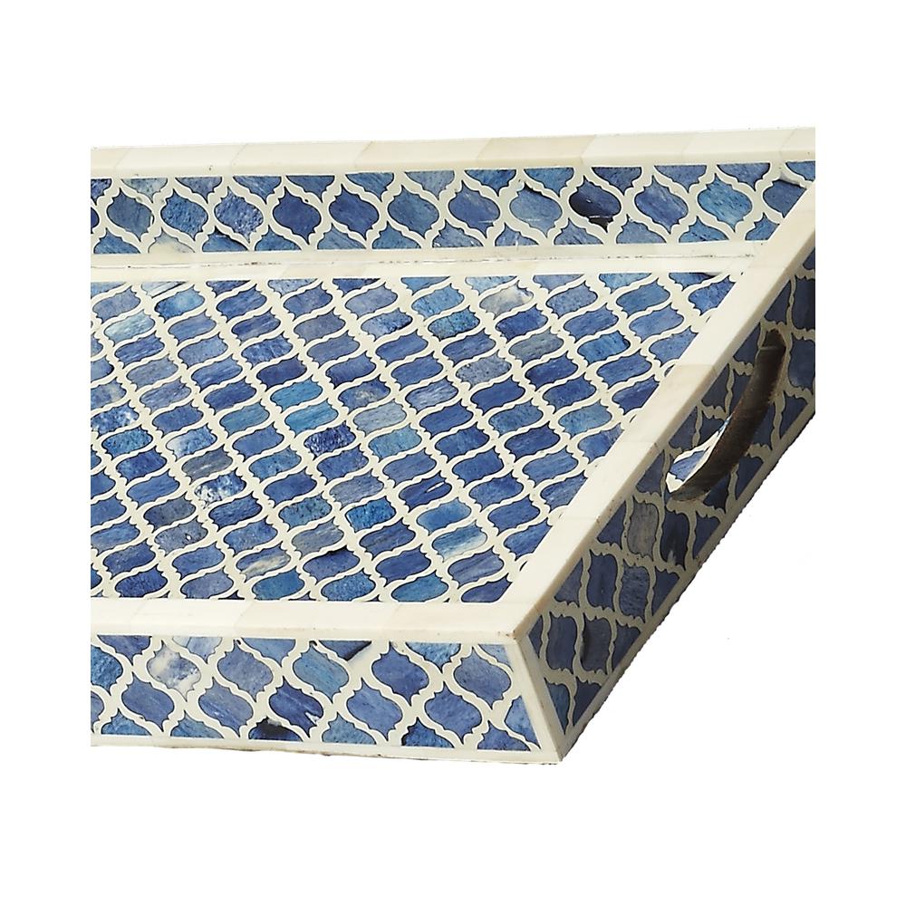 Company Meknes Bone Inlay Serving Tray, Blue. Picture 2