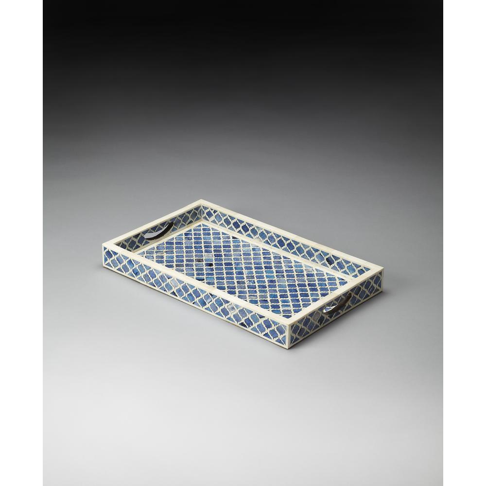 Company Meknes Bone Inlay Serving Tray, Blue. Picture 3