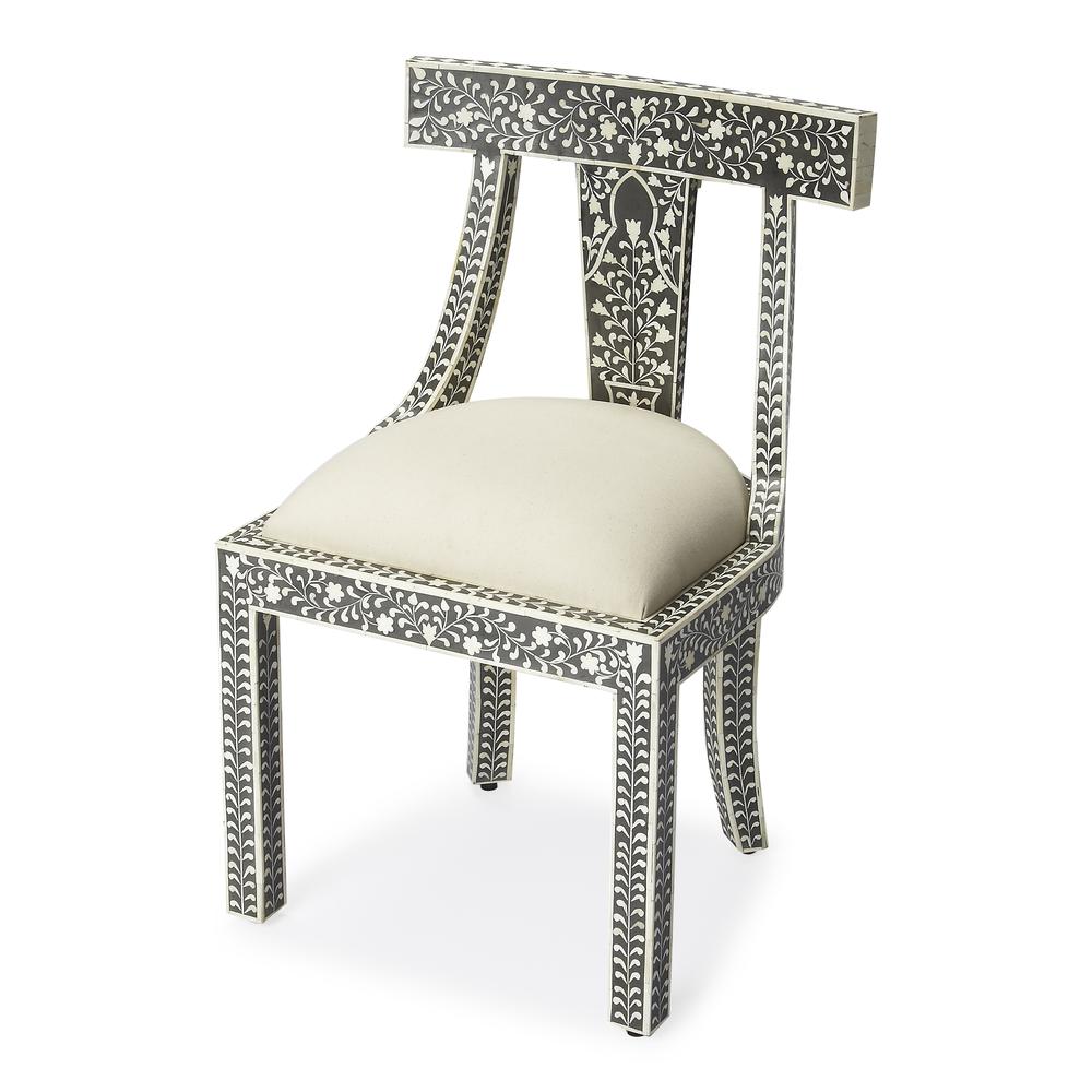 Company Vivienne Garden Bone Inlay Accent Chair, Black and White. Picture 1